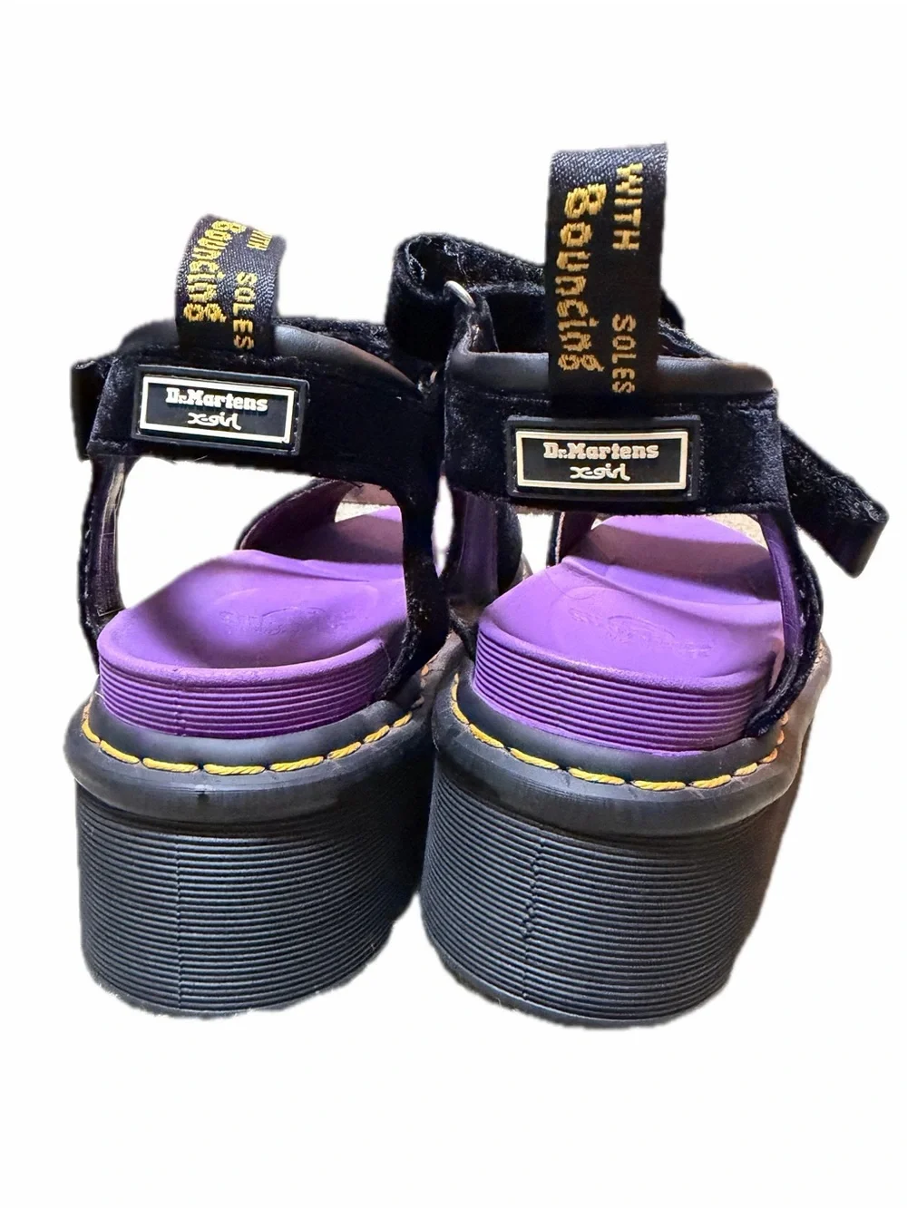 Dr. Martens Black Velvet Platform Sandals X-Girl Limited Collab